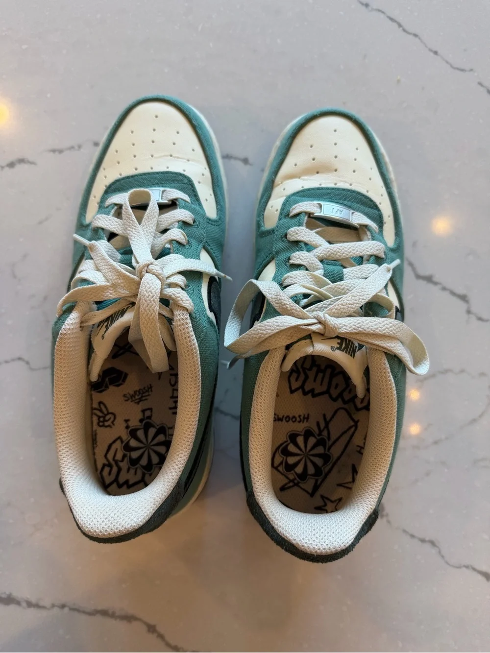 Nike Kids Low-Top Teal, Cream & Black Sneakers